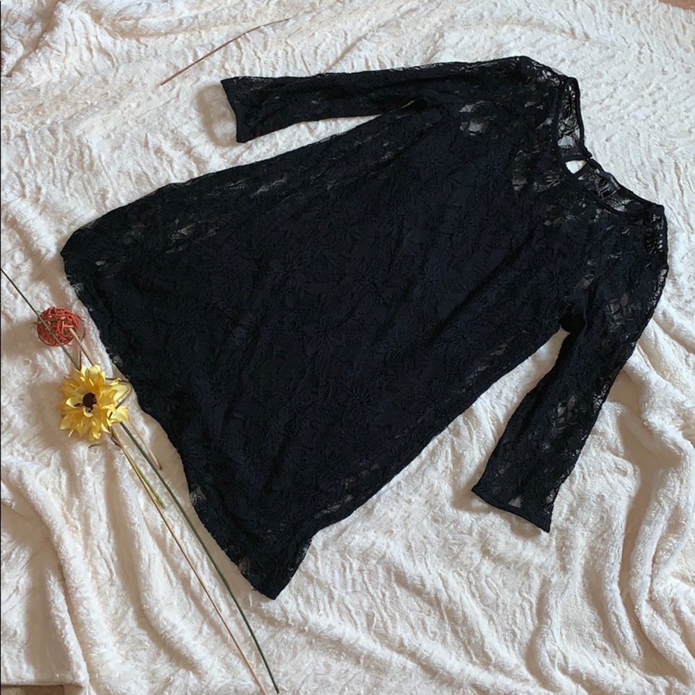 Long Sleeve Black Lace Dress